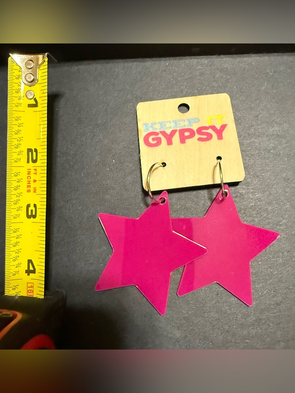 Hot Pink Star Hoop Earrings